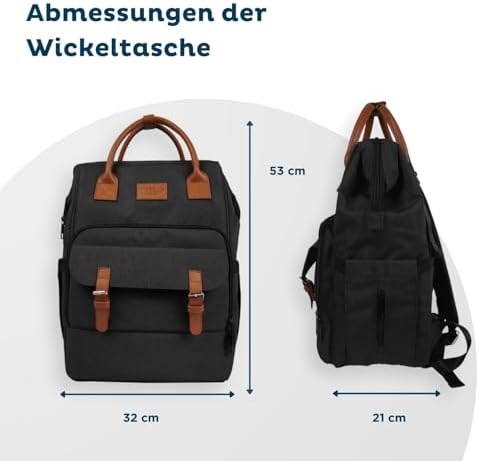 - ESCAPADE-Wickeltasche - Baby-Wickelrucksack - Tasche mit Wickelauflage für Babys Jungen und Mädchen - Bequem - Praktisch für Unternehmungen mit dem Baby - Dunkelgrau