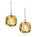 Gem Stone King 925 Sterling Silver Citrine Dangle Earrings Gemstone Birthstone Cushion Checkerboard For Women (12.00 Cttw, 12MM)