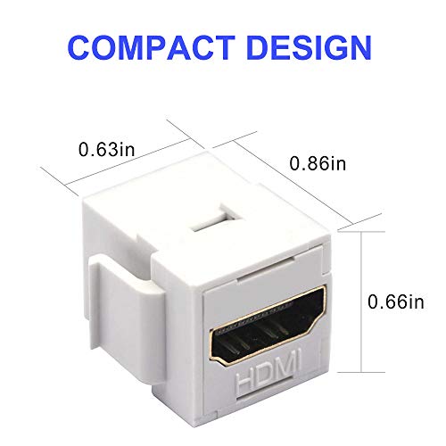 image for HDMI Female Keystone Coupler, VCE 6-Pack HDMI Keystone Jack Insert Gol