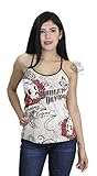 HARLEY-DAVIDSON Womens Rose Skull Racer Back String Ivory Tank - LG