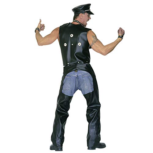 XL Biker Chaps Black Leatherlook Costume Extra Large For Wild West Cowboy Fancy