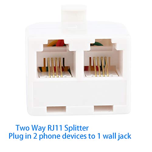 Urmust RJ11 Plug 1 to 2 Dual Phone Line Splitter Wall Jack Split into Two Modular Converter Adapter