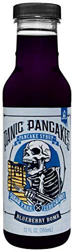Panic Pancakes Blueberry Bomb Syrup by Sinister Labs - Sugar free, zero calorie syrup with great berry flavor for healthy pancakes, waffles or dessert - gluten free - 12 oz bottles (3-pack)