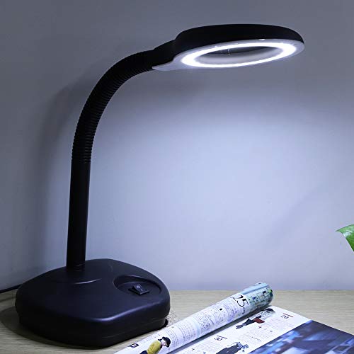 LED Magnifying Lamp Desk Magnifier Lamp with Flexiable Arm for Reading