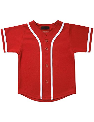 image for Hat and Beyond Kids Baseball Jersey Button Down T Shirts Hipster Plain