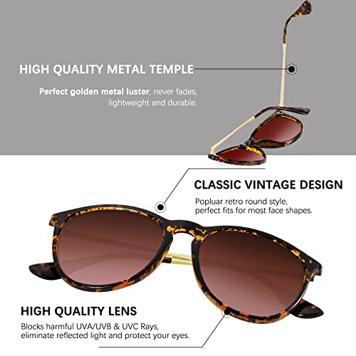 VIYSIOO Sunglasses for Women Men，Womens Vintage Sunglasses Trendy Round Classic Retro Mirrored Polarized Sun glasses