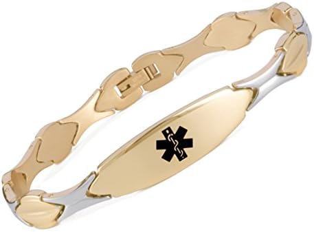 Tarring Free Engraving Stainless Steel Medical id Bracelet for Women