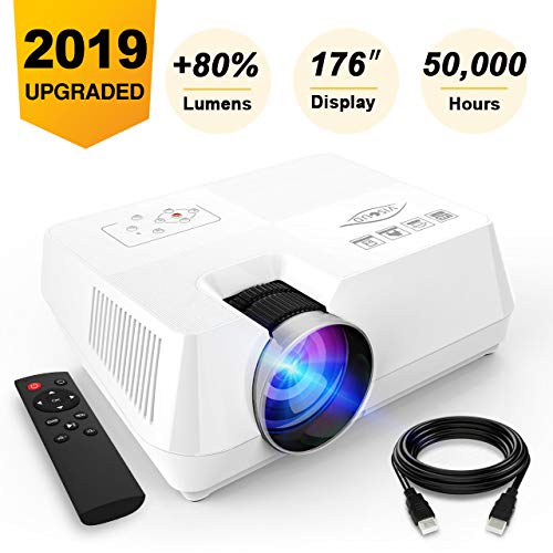 Visoud Mini Portable Projector, 2200 lumen Full HD LED Video Projector Compatible with HDMI, VGA, USB, AV, SD for Home Theater Entertainment