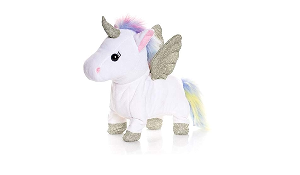 walking talking unicorn plush toy