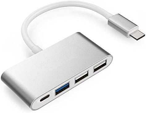 4-in-1 USB-C Hub with Type C, USB 3.0, USB 2.0 Ports for New MacBook 12"/MacBook Pro 13" 15"/ChromeBook and More, Multi-Port Charging & Connecting Adapter - Silver
