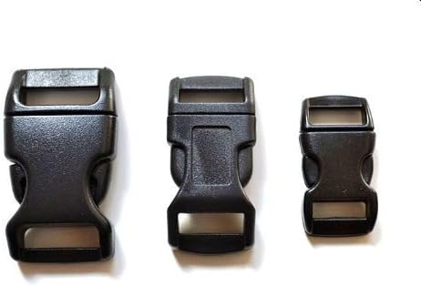 60 - 5/8", 1/2", & 3/8" Black Side Release Buckles (20 Each) For Paracord Bracelets