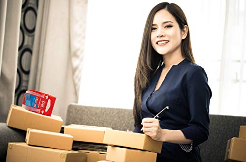 Super Clear Packing Tape with Dispenser 6 Rolls 1.88in x 1200in/33.3 yd per roll | Strong, Best for Moving Rough handling Boxes | Sealing Adhesive Industrial Packaging Shipping Mailing Office Storage