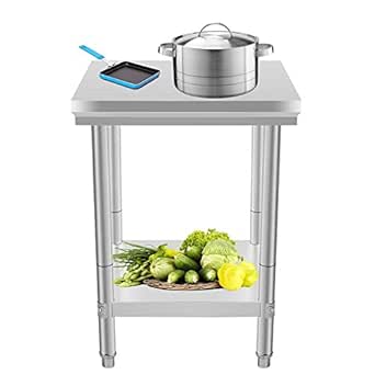 Tecmaqui Mesa para la Preparación de Comida de Acero Inoxidable 60x60CM