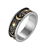HZMAN 8mm Moon Star Sun Statement Ring Stainless