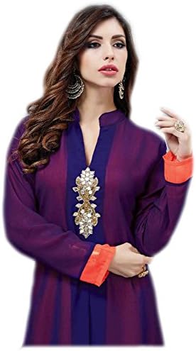 Jayayamala Women's Blue Georgette Tunic with Long Sleeve Tunic