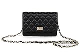 Gemate Women's Genuine Leather Quilted Chain Shoulder Bag