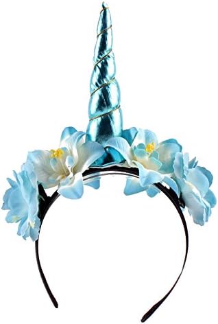 MOWANG Girls Flower Unicorn Horn Crown Headband Halloween Xmas Party Costume Cosplay Hairband