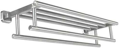 Wall Mounted Double Towel Rack Dual Row Hotel Bathroom Kitchen Rail Bar Holder Storage Shelf Organizer, Stainless Steel Material, For Commercial Home Hotel Use, Anti Rust And Corrosion