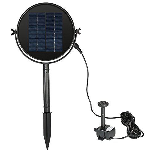 JPLSK Solar Fountain Pump, 2W Solar Water Pump Waterproof Solar Panel and Submersible Pump Kit with 4 Spay Heads for Bird Bath,Small Pond and Water Circulation,10ft Cord Included - Thumbnail 7