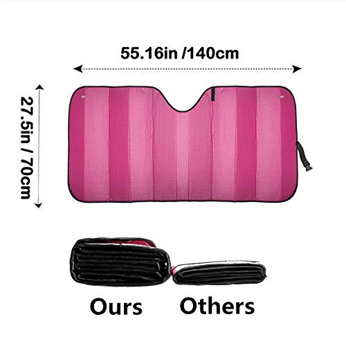 MCBUTY Windshield Sun Shade for Car Pink Thicken 5-Layer UV Reflector Auto Front Window Sunshade Visor Shield Cover and Keep Your Vehicle Cool(55" Ã— 27.5")