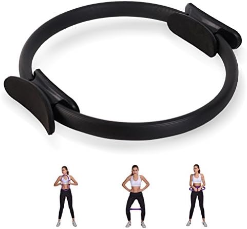 Pilates Ring - Exercise Yoga Ring Magic Circle Premium Flexibility Power Resistance Professional Toning Dual Grip Fitness for Full Body Building by Seryo Black