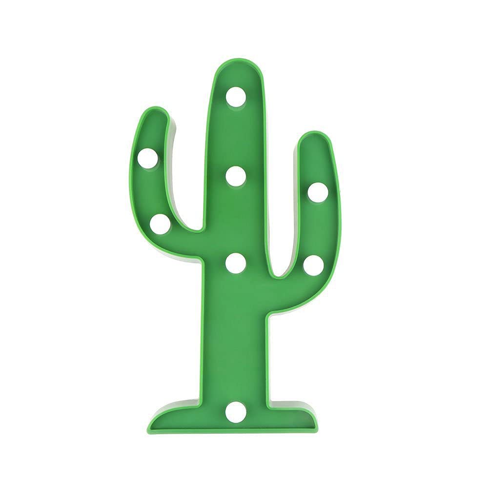 Youngine Creative LED Cactus Light Tropical Desk Lamp Marquee Sign Light Battery Operated Wall Decor Bedroom Night Light (Cactus)
