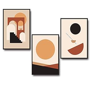 3 Piece Framed Canvas Wall Art for Living Room, Bedroom Mattis and Brutalist Canvas Prints for Modern Home Decoration Ready to Hang - 16"x24"x3 Panels
