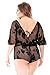 Fantasy Lingerie Women's Plus-Size Stretch Lace Romper with Adjustable Waist, Black, 1X/2X