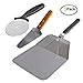 Encheng Stainless Steel Pizza Peel With Rubber Handle And Pizza Cutter Wheel & Pizza Shovel For Serving Food, 3 Pack Grilling Set Pizza Kit,11.45inch x 21inch（With Folding Handle）Kitchenware Set