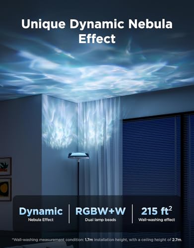 Govee Uplighter Floor Lamp with Nebula Effect, RGBIC Projector, Floor Lamp for Living Room, Compatible with SmartThings, Alexa and Matter, Corner Floor Light, Warm Cool White Standing Lamp