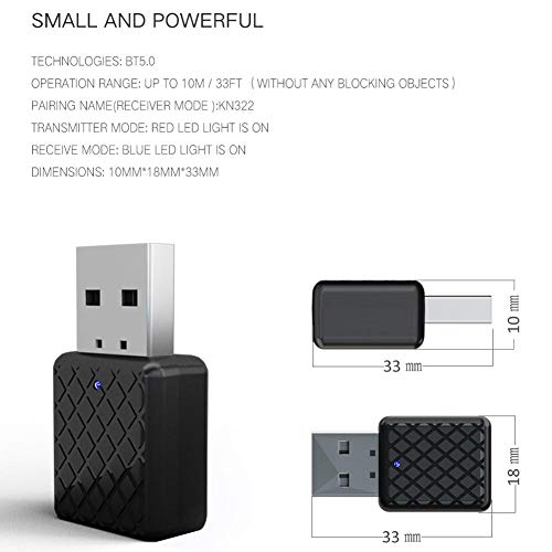 Audio Transmitter Receiver Adapter USB 2 in 1 5.0 Bluetooth Music AUX Receiver Adapter Black Wireless Car Launch