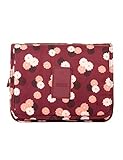 Mr.Pro Waterproof Travel Kit Organizer Bathroom Storage Cosmetic Bag Carry Case Toiletry Bag with Hanging Hook (Polka Dot Red)