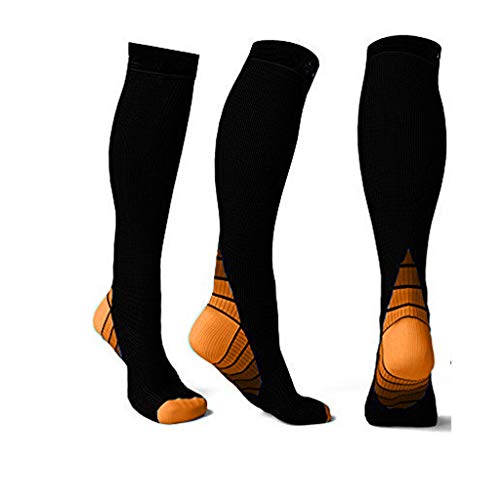 Lucoo Copper Compression Socks for Men and Women(1Pair) Best for Running,Athletic,Medical,Pregnancy and Travel (Orange, L/XL)