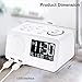 Alarm Clock Radio Digital FM Led Display Radio with USB Port Dual Alarms Dimmer Snooze Sleep Timer for Bedroom-White