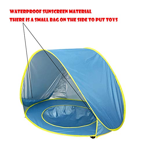 CapsA Baby Beach Tent Pop Up Portable Shade Pool UV Protection Sun Shelter for Infant Sunscreen Beach Umbrella Baby Pool for Infant Baby (Blue)