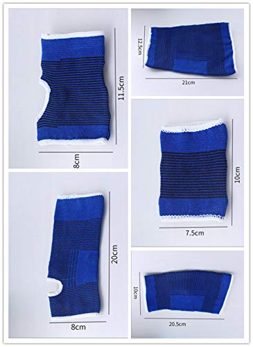 MINILUJIA Sport Protect Set 5 Pair/Set (Knee Brace Elbow Brace Pad Hand Half Palm Protection Gloves Children Sports Foot Ankle Brace Support Wrist Guard Pad) One Size -High Elasticity Blue