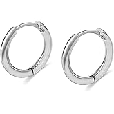 TGNEL Titanium Hoop Earrings for Men Women, Plain/Cubic Zirconia Huggie Earring Charms, Dainty Cartilage/Helix Titanium Earrings for Sensitive Ears