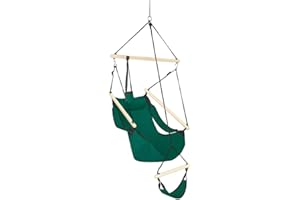 ONCLOUD Upgraded Unique Hammock Sky Chair, Air Deluxe Hanging Swing Seat with Rope Through The Bars Safer Relax with Drink Holder & Fuller Pillow Beech Wood Indoor Outdoor Patio Yard 250LBS (Green)
