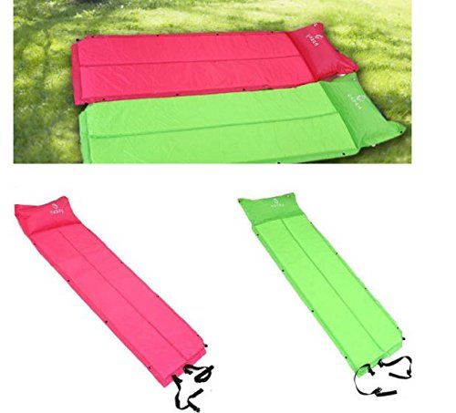 Outdoor Camping Hiking Inflatable Cushion Folding Sleeping Bed Mat Mattress [US Warehouse] by ShopIdea (Pink) - Thumbnail 5