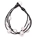 Cultured Freshwater pearl Wrap Bracelet on Multi Strands Leather Beaded Jewelry for Women by Aobei Black Leather & White Pearl