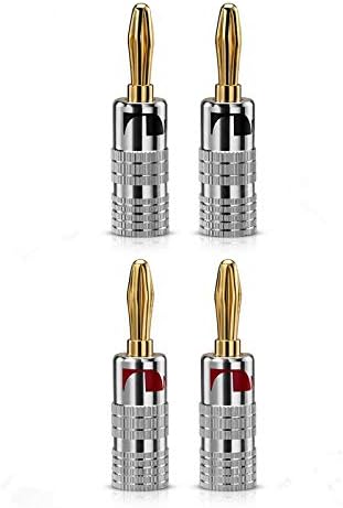 Banana Plugs, 24K Gold banana plug Audio Jack connectors for Speaker Cable By Baolongking (2 Pair(4 plups))