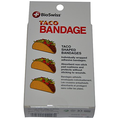 BioSwiss Novelty Bandages Self-Adhesive Funny First Aid, Novelty Gag Gift (24pc) (Taco) - //coolthings.us