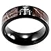 SHARDON Men's 8mm Black Titanium Ring Mens Wedding Bands Contrasting Engraved Crosses and Brown Camouflage Inlaid Christian Ring