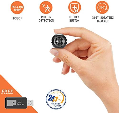 Mini Hidden Camera Yilutong HD 1080P Spy Secret Security Camera Nanny Cam Portable Video Recorder with Night Vision,Motion Detection and Loop Recording for Home Car (Support 32G SD card,NOT INCLUDE)