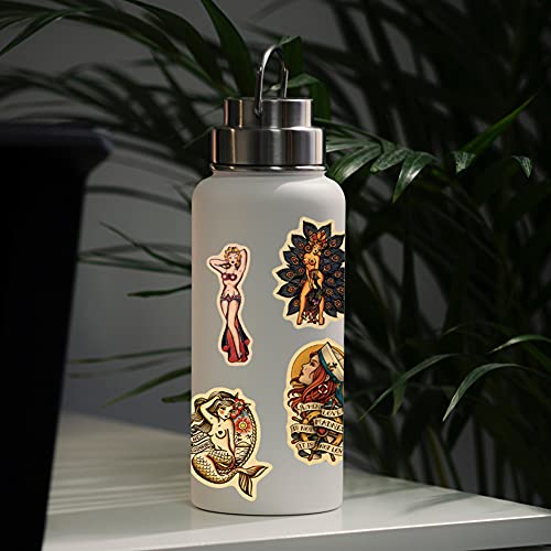 100PCS Vintage Stickers, Retro Girl Sailor Stickers Pin up Stickers Waterproof Vinyl Decals for Water Bottles Laptop Hydroflask Computer Skateboard MacBook, Trendy Decals for Teens and Adults