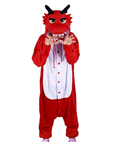wotogold Herren Tier Drachen Pyjamas Cosplay Kostüme mit Horn – Bild 3