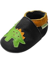 Sayoyo Baby Dinosaurs Soft Sole Leather Infant and Toddler Shoes (Black,12-18 Months)