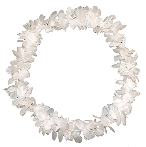 Non-Branded Tropical White Hawaiian Lei Polynesian Faux Flower Necklace