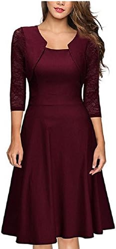 Janlyy Women's Square Neck Contrast Flare Swing Party Dress