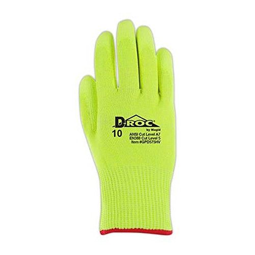 Glove & Safety GPD575HV-10 D-ROC GPD575HV Lightweight Hi-Viz Polyurethane Palm Coated Work Gloves